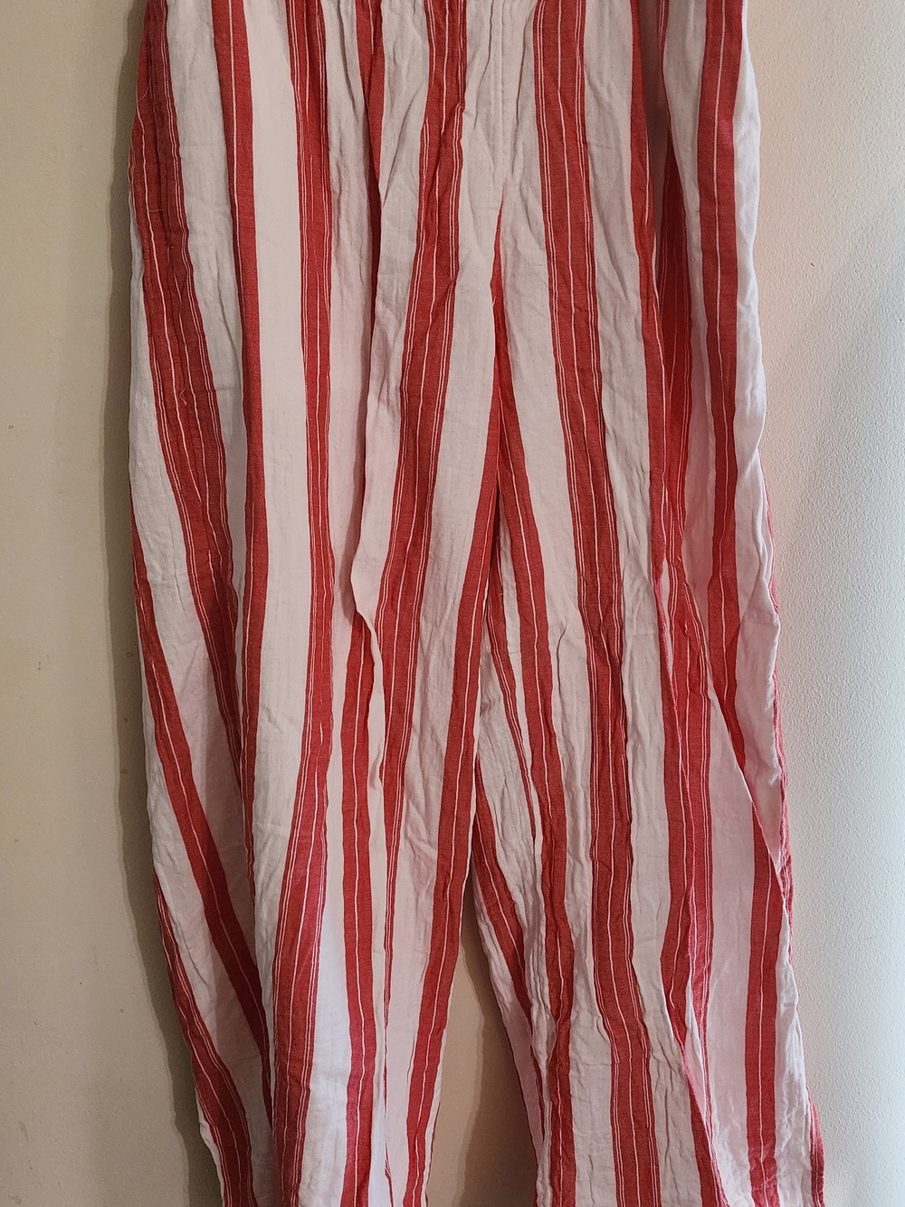 Old Navy Red & White Striped 100% Cotton Comfort Waistband Pants Sz XL